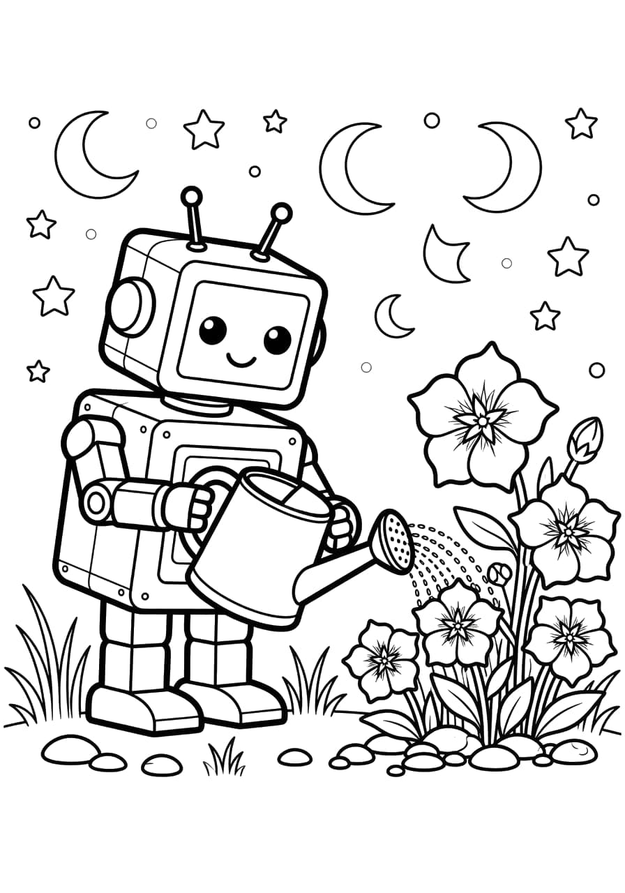 Free printable Moon Garden coloring page