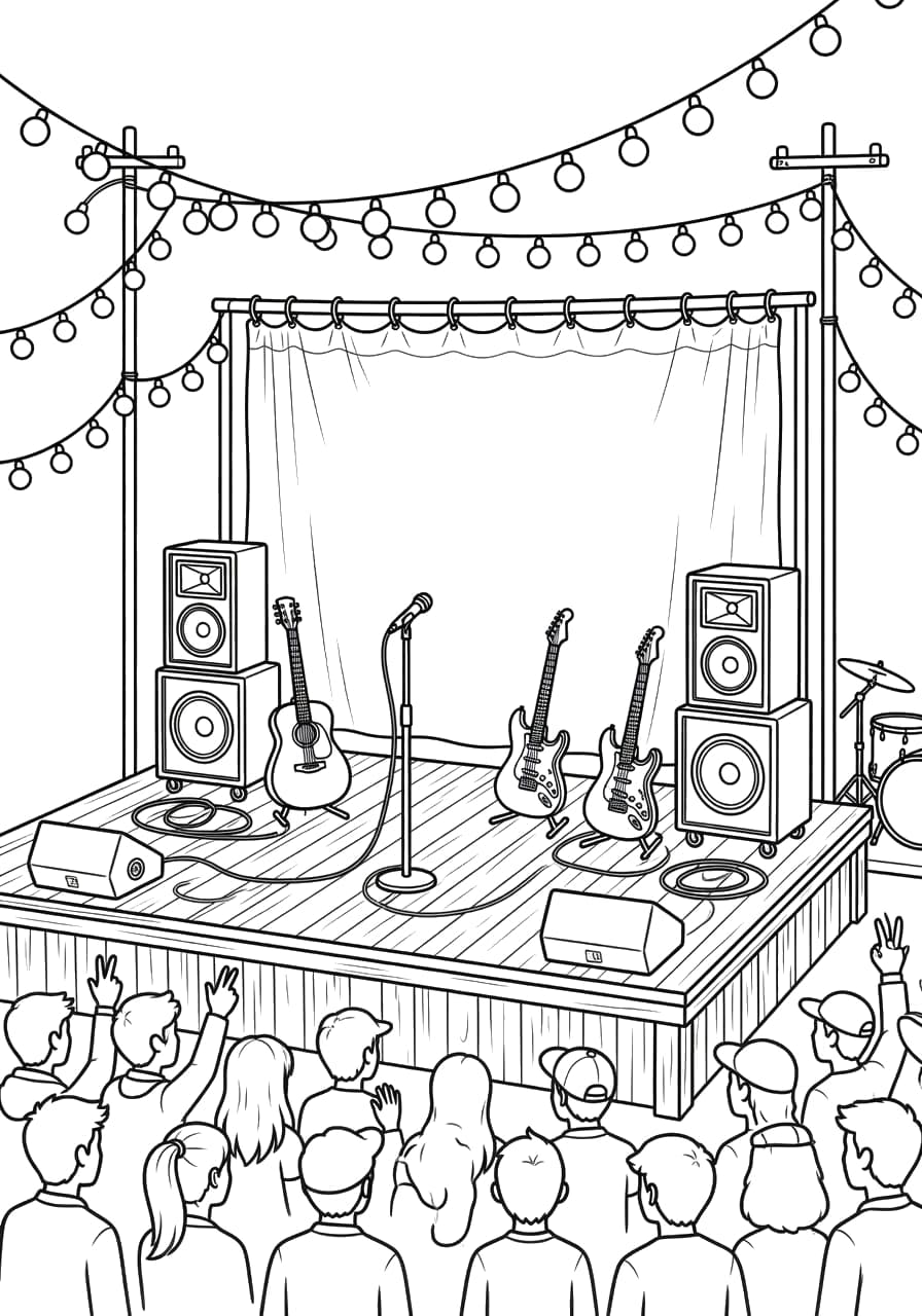 Outdoor Stage Teen Coloring Page