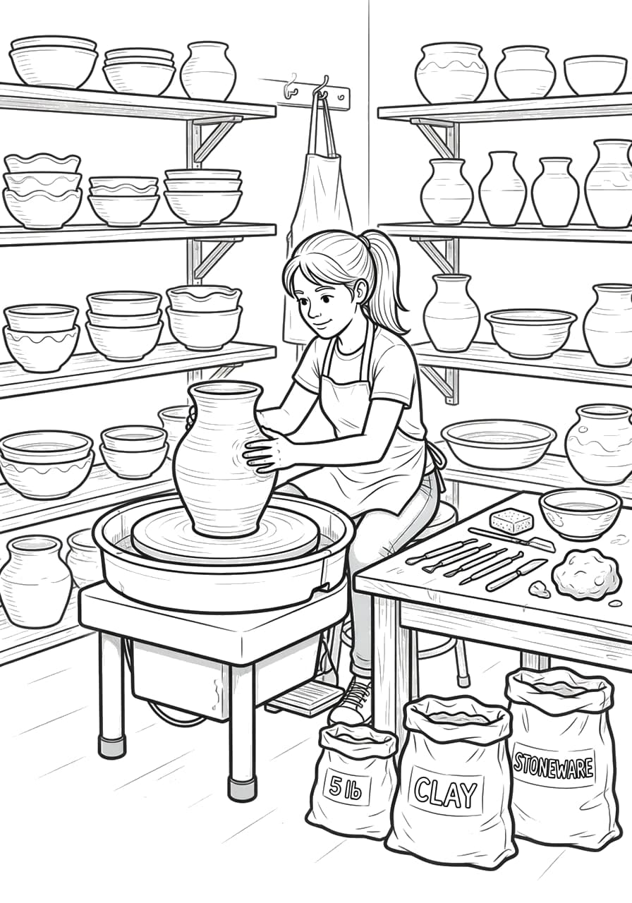 Pottery Studio Teen Coloring Page