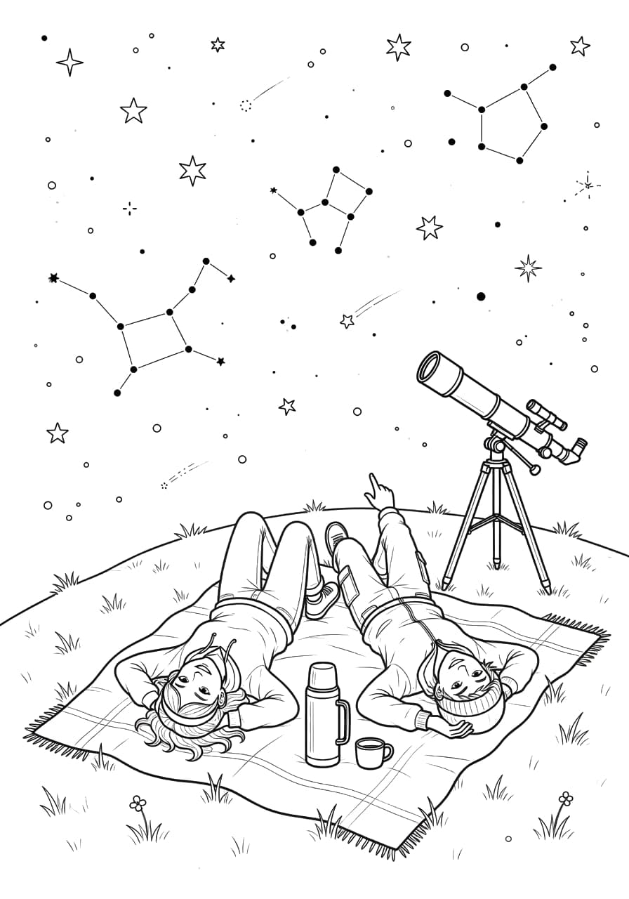 Stargazing Hill Teen Coloring Page