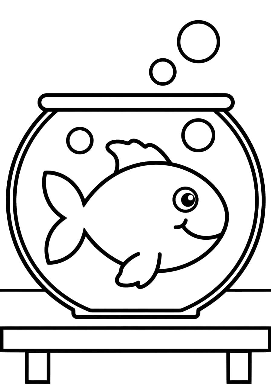 Fish Bowl Toddler Coloring Page