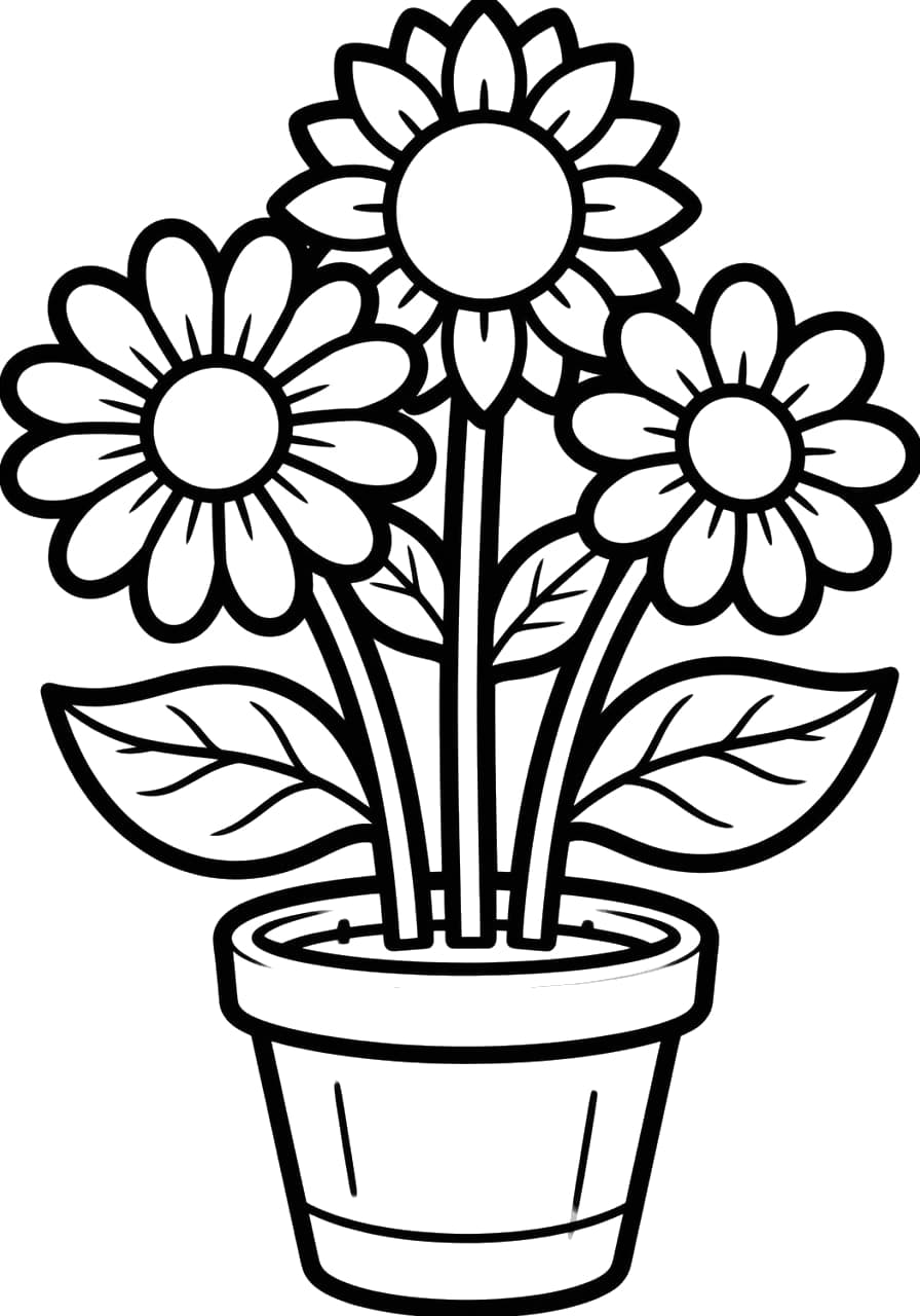 Flower Pot Toddler Coloring Page