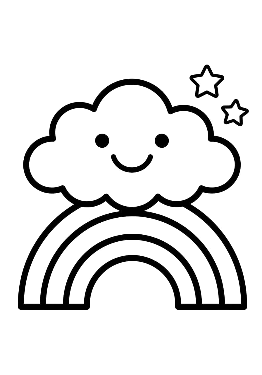 Rainbow Cloud Toddler Coloring Page