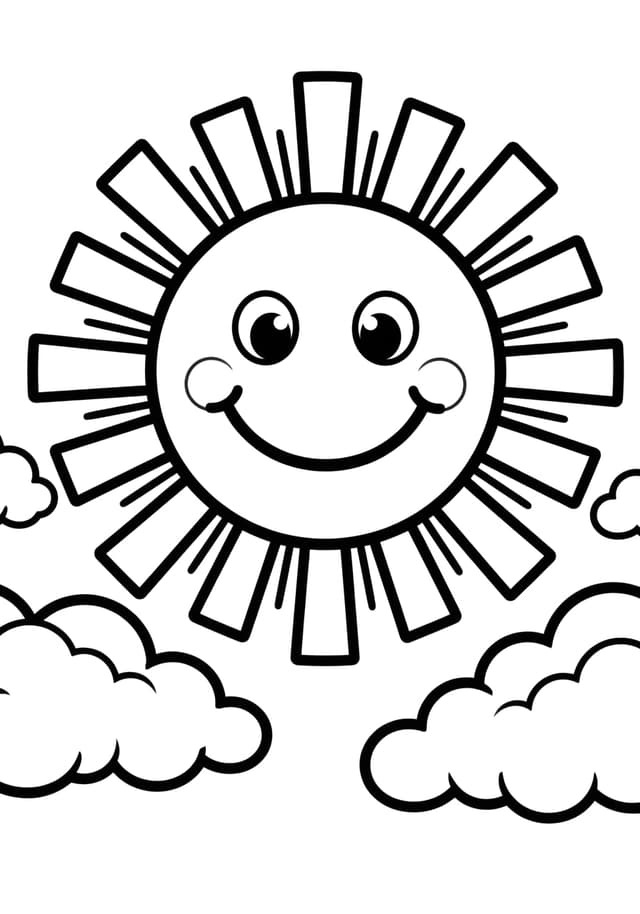Smiley Sun Toddler Coloring Page