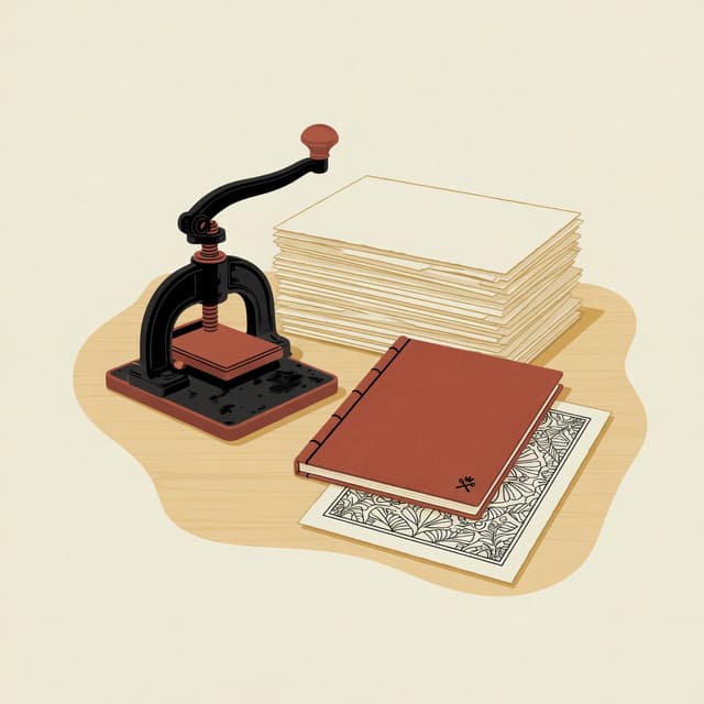 Antique coloring book and letterpress vignette